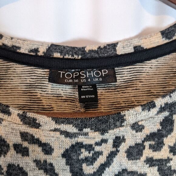 TopShop Animal Print Tunic Crew Neck Sweater - Picture 2 of 5